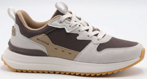 F7721-17 Бежевый/Коричневый 36-1,37-2,38-2,39-2,40-1 Strobbs П/ботинки Актив.отдых Кроссовки Нат.кожа, Текстиль, ЭВА,Резина,ТПУ вставка В/О Муж