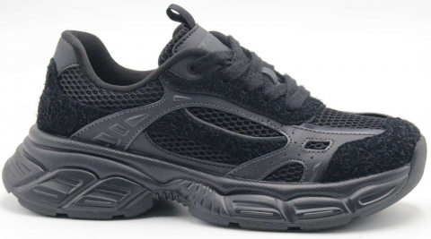 F7728-3 Чёр 36-1,37-2,38-2,39-2,40-1 Strobbs П/ботинки Актив.отдых Кроссовки Иск.мат, Текстиль, ПУ,ТПУ вставка В/О жен