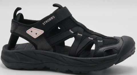 F7808-3 Чёр 36-1,37-2,38-2,39-2,40-1 Strobbs Туфли Актив.отдых Сандалеты Иск.мат, Текстиль, ЭВА,Резина Лето жен