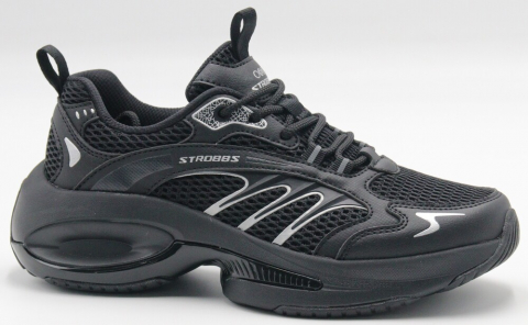 F7738-3 Чёр 36-1,37-2,38-2,39-2,40-1 Strobbs П/ботинки Актив.отдых Кроссовки Иск.мат, Текстиль, ЭВА,Резина,ТПУ вставка В/О жен