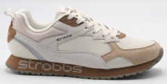 F7745-12 Белый/Бежевый 36-1,37-2,38-2,39-2,40-1 Strobbs П/ботинки Актив.отдых Кроссовки Нат.кожа, Текстиль, ЭВА,Резина В/О жен