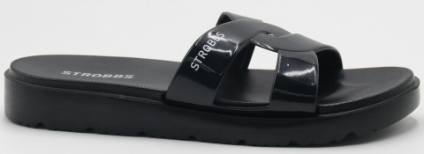F7751-3 Чёр 36-1,37-2,38-2,39-2,40-1 Strobbs Туфли Пляж Шлепанцы/Пантолеты ПВХ, Без подклада, ЭВА Лето жен