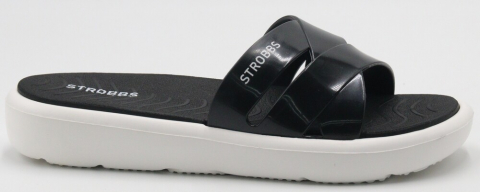 F7752-12 Чёр 36-1,37-2,38-2,39-2,40-1 Strobbs Туфли Пляж Шлепанцы/Пантолеты ПВХ, Без подклада, ЭВА Лето жен