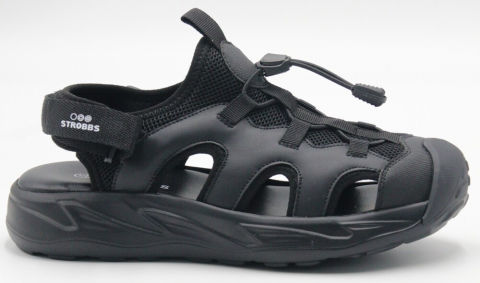 F7790-3 Чёр 36-1,37-2,38-2,39-2,40-1 Strobbs Туфли Актив.отдых Сандалеты Иск.мат, Текстиль, ПУ Лето жен