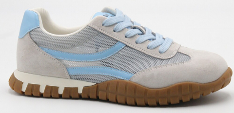 F7791-5 Серый/Голубой 36-1,37-2,38-2,39-2,40-1 Strobbs П/ботинки Актив.отдых Кроссовки Нат.кожа, Без подклада, Резина Лето жен