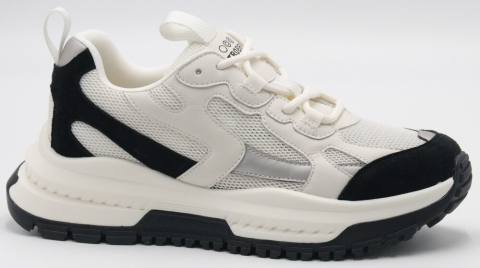 F7793-12 Белый/Чёрный 36-1,37-2,38-2,39-2,40-1 Strobbs П/ботинки Актив.отдых Кроссовки Нат.кожа, Без подклада, ПУ Лето жен