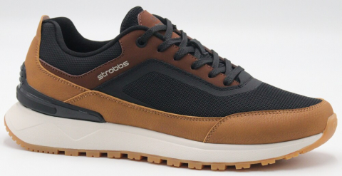 C3848-12 Чёрный/Коричневый 41-1,42-2,43-2,44-2,45-1 Strobbs П/ботинки Актив.отдых Кроссовки Иск.мат, Текстиль, ЭВА,Резина,ТПУ вставка В/О Муж