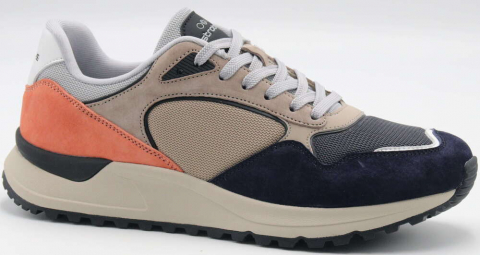 C3855-25 Бежевый/Синий 41-1,42-2,43-2,44-2,45-1 Strobbs П/ботинки Актив.отдых Кроссовки Нат.кожа, Текстиль, ЭВА,Резина,ТПУ вставка В/О Муж