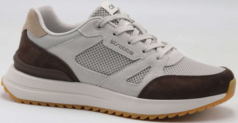 F7700-12 Бежевый/Коричневый 36-1,37-2,38-2,39-2,40-1 Strobbs П/ботинки Актив.отдых Кроссовки Нат.кожа, Текстиль, ЭВА,Резина,ТПУ вставка В/О Муж