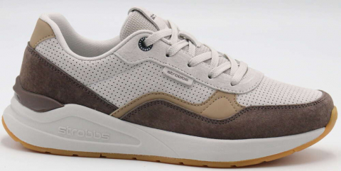 F7707-12 Бежевый/Коричневый 36-1,37-2,38-2,39-2,40-1 Strobbs П/ботинки Актив.отдых Кроссовки Нат.кожа, Текстиль, ЭВА,Резина,ТПУ вставка В/О жен