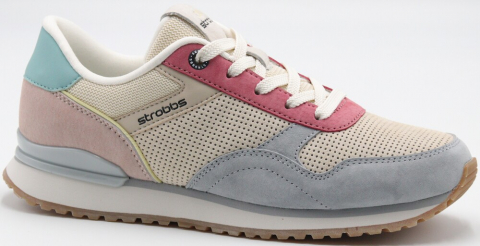 F7717-8 Бежевый/Серый 36-1,37-2,38-2,39-2,40-1 Strobbs П/ботинки Актив.отдых Кроссовки Нат.кожа, Текстиль, ЭВА,Резина,ТПУ вставка В/О жен