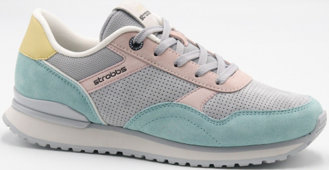 F7717-4 серо-голубой 36-1,37-2,38-2,39-2,40-1 Strobbs П/ботинки Актив.отдых Кроссовки Нат.кожа, Текстиль, ЭВА,Резина,ТПУ вставка В/О жен