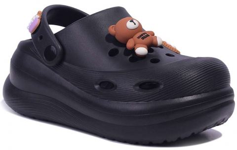 F7649-3 Чёр 36-2,38-3,40-3 Strobbs Туфли Пляж Кроксы ЭВА, Без подклада, ЭВА Лето жен