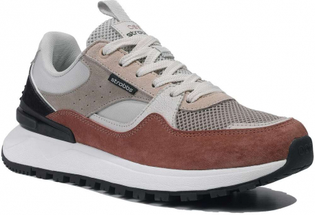 F7603-25 Бежевый/Оранжевый 36-1,37-2,38-2,39-2,40-1 Strobbs П/ботинки Актив.отдых Кроссовки Нат.кожа, Текстиль, ЭВА,Резина,ТПУ вставка В/О Муж