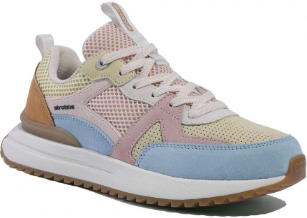 F7566-8 Жёлтый/Розовый 36-1,37-2,38-2,39-2,40-1 Strobbs П/ботинки Актив.отдых Кроссовки Нат.кожа, Текстиль, ЭВА,Резина,ТПУ вставка В/О жен