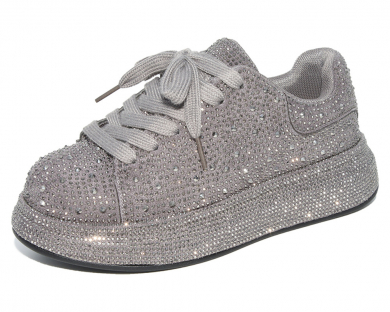 E22204 Сереб 33-1,34-1,35-2,36-2,37-1,38-1 Капитошка П/ботинки Празд Кроссовки Иск.мат, Текстиль, ТПР В/О жен