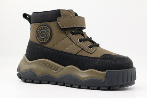 53697ук-2 черный-хаки 31-1,32-1,33-1,34-1,35-1 Kapika Ботинки Повсед Оксфорд Иск.мат, Байка/Флис, Резина В/О Муж