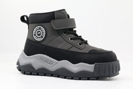 53697ук-1 черный-серый 31-1,32-1,33-1,34-1,35-1 Kapika Ботинки Повсед Оксфорд Иск.мат, Байка/Флис, Резина В/О Муж