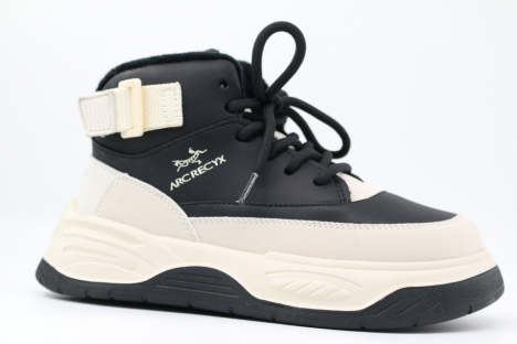 53704ук-1 черный-белый 33-1,34-1,35-1,36-1,37-1 Kapika Ботинки Актив.отдых Дерби Иск.мат, Байка/Флис В/О жен