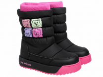 62-3085C Чёрный / фуксия 28-2,29-2,30-2,31-2,32-2 Indigo kids Сапоги Повсед Дутики Иск.мат, Нат.шерсть, ЭВА / ТЭП Зима жен