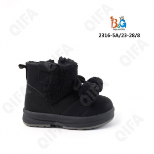 RC51_2316-5A Чёр 23-1,24-1,25-2,26-2,27-1,28-1 Boys and Girls П/сапоги Повсед Веллингтон Иск.мат, Иск.мех, ТПР (TPR-Термопластичная резина) Зима жен