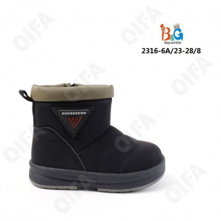 RC51_2316-6A Чёр 23-1,24-1,25-2,26-2,27-1,28-1 Boys and Girls П/сапоги Повсед Веллингтон Иск.мат, Иск.мех, ТПР (TPR-Термопластичная резина) Зима Муж