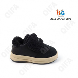RC51_2316-2A Чёр 23-1,24-1,25-2,26-2,27-1,28-1 Boys and Girls П/ботинки Повсед Оксфорд Иск.мат, Иск.мех, ТПР (TPR-Термопластичная резина) Зима жен