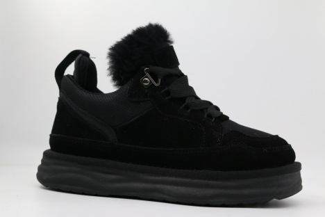64321шк-1 Чёр 36-1,37-1,38-1,39-1,40-1 Kapika П/ботинки Повсед Кроссовки Нат.кожа, Нат.шерсть, Резина Зима жен
