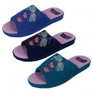 HL2446 микс темно синий,бирюзовый,синий 36-3,37-6,38-6,39-6,40-3 Tingo Туфли Дом Тапочки Текстиль, Текстиль, ТЭП Лето жен