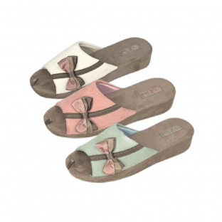 HL2443 микс бежевый,зеленый. Розовый 36-3,37-6,38-6,39-6,40-3 Tingo Туфли Дом Тапочки Текстиль, Текстиль, ТЭП Лето жен