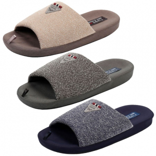 HM2520 микс Синий,бежевый ,серый 40-3,41-3,42-6,43-6,44-3,45-3 Tingo Туфли Дом Тапочки Текстиль, Текстиль, ТЭП Лето Муж