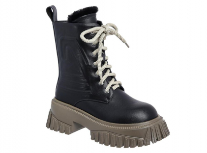 TEI_613_black 33-1,34-1,35-1,36-1,37-1,38-1 Kenka Ботинки Повсед Дерби Иск.мат, Нат.шерсть, ТЭП Зима жен