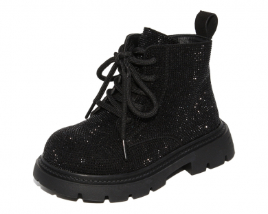 G22306 Чёр 32-1,33-1,34-1,35-1,36-1,37-1 Капитошка Ботинки Повсед Дерби Иск.мат, Нат.шерсть, Резина Зима жен