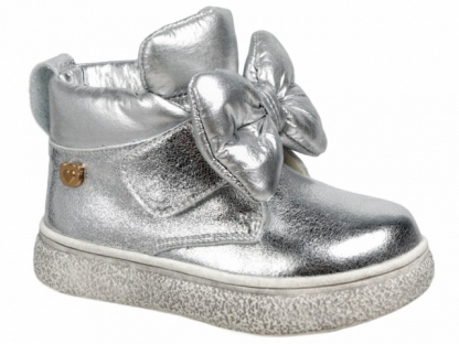 19-050A Сереб 24-2,25-2,26-2,27-2,28-2 Indigo kids Ботинки Повсед Дерби Нат.кожа, Байка/Флис, ТЭП В/О жен