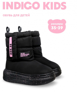 73-2000C Чёрный / розовый 35-2,36-2,37-2,38-2,39-2 Indigo kids П/сапоги Повсед Дутики Иск.мат, Нат.шерсть, ЭВА / Резина Зима жен