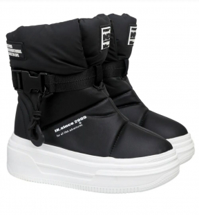 73-2015C Чёр 35-2,36-2,37-2,38-2,39-2 Indigo kids П/сапоги Повсед Дутики Иск.мат, Нат.шерсть, ЭВА / Резина Зима жен