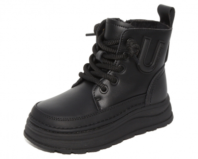 G22489 Чёр 32-1,33-1,34-1,35-1,36-1,37-1 Капитошка Ботинки Повсед Дерби Иск.мат, Иск.мех, Резина Зима жен