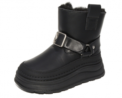 G22493 Чёр 32-1,33-1,34-1,35-1,36-1,37-1 Капитошка П/сапоги Повсед Веллингтон Иск.мат, Иск.мех, Резина Зима жен