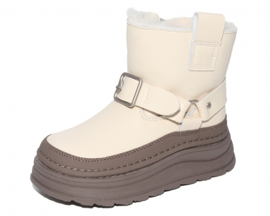 G22494 Беж 32-1,33-1,34-1,35-1,36-1,37-1 Капитошка П/сапоги Повсед Веллингтон Иск.мат, Иск.мех, Резина Зима жен