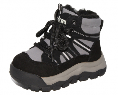 G22569 Чёр 26-1,27-1,28-1,29-1,30-1,31-1 Капитошка Ботинки Актив.отдых Оксфорд Иск.мат, Нат.шерсть, Резина Зима Муж