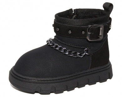 G22591 Чёр 32-1,33-1,34-1,35-1,36-1,37-1 Капитошка П/сапоги Повсед Угги Иск.мат, Нат.шерсть, Резина Зима жен