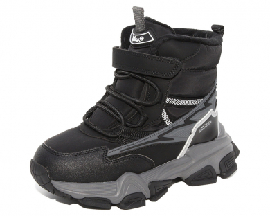 G22573 Чёрный 33-1,34-1,35-1,36-1,37-1,38-1 KАПИТОШKА Зима Ботинки Текстиль, Искусственная кожа Натуральная шерсть  Мал. 33;34;35;36;37;38 111111