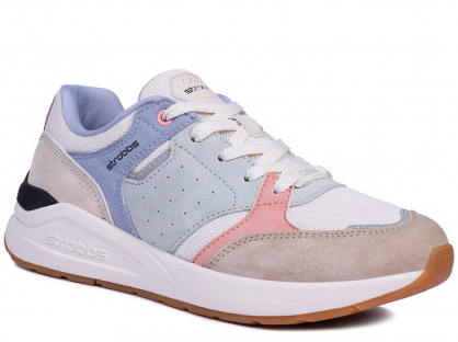 F7712-12 Мультиколор 36-1,37-1,38-2,39-2,40-1,41-1 Strobbs П/ботинки Актив.отдых Кроссовки Нат.кожа, Текстиль, ЭВА,Резина,ТПУ вставка В/О жен