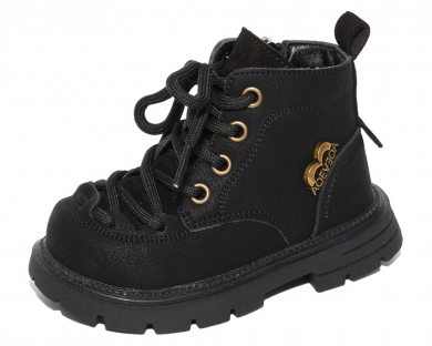 F22861 Чёр 22-2,23-2,24-2,25-2 Капитошка Ботинки Повсед Дерби Иск.мат, Байка/Флис, Резина В/О жен