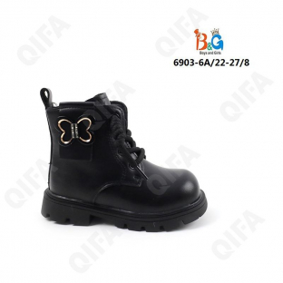 RC51_6903-6A Чёр 22-1,23-1,24-2,25-2,26-1,27-1 Boys and Girls Ботинки Повсед Дерби Иск.мат, Байка/Флис, ТПР (TPR-Термопластичная резина) В/О жен