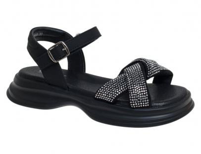 R580311623BK Чёр 32-1,33-2,34-2,35-2,36-2,37-1 Сказка Туфли Повсед Сандалии Иск.мат, Иск.кожа Лето жен