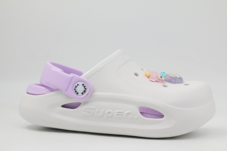 82257-4 белый-сиреневый 28-1,29-1,30-1,31-1,32-1,33-1,34-1,35-1 Kapika Туфли Пляж Кроксы ЭВА, Без подклада, ЭВА Лето жен