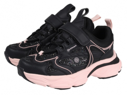 AL 17587 Чёр 32-1,33-1,34-1,35-1,36-1,37-1 Antilopa П/ботинки Актив.отдых Кроссовки Иск.мат, Текстиль В/О жен