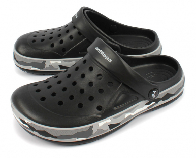 QL1503M Black Чёр 36-1,37-2,38-3,39-3,40-2,41-1 Antilopa Туфли Пляж Кроксы ЭВА, Без подклада, ЭВА Лето Муж