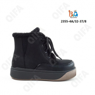 RC51_2355-4 Чёр 32-1,33-1,34-2,35-2,36-1,37-1 Boys and Girls Ботинки Повсед Дерби Иск.мат, Иск.шерсть, ТПР (TPR-Термопластичная резина) Зима жен